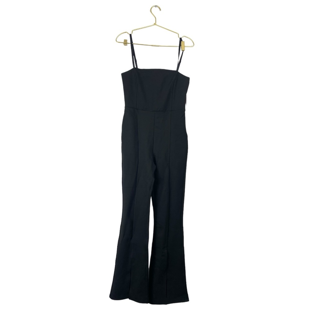 Shoe Dazzle Jumpsuit Womans M‎ Black Sleeveless Wide Leg Party Career Casual
